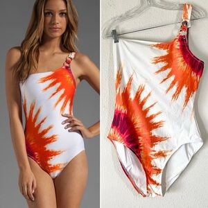 TRINA TURK One-Shoulder One-Piece Swimsuit Sunburst Tie-Dye
Bold Colorful 12